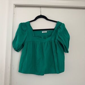Green Puff Sleeve Women's Top